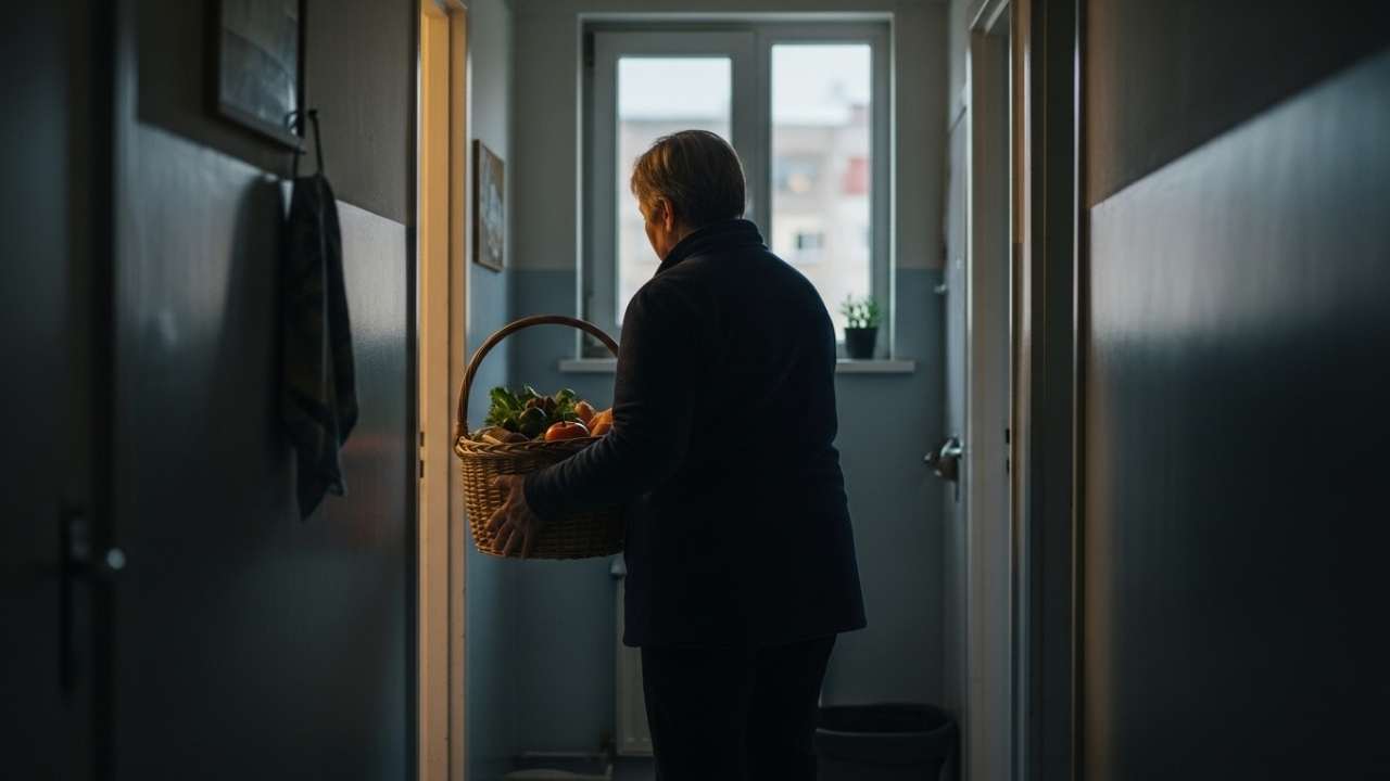 Christian leaving a food basket at a neighbor’s door as an act of faithfulness