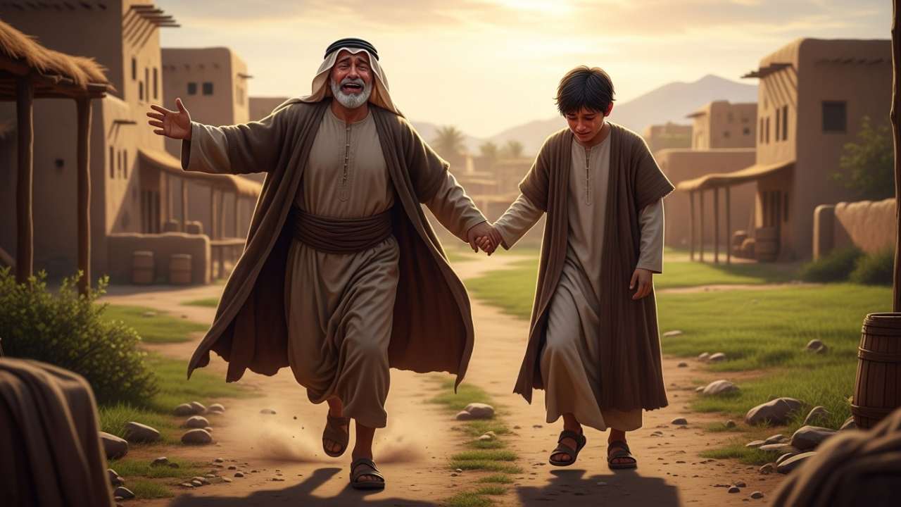 Parable of the prodigal son – Father embracing returning son