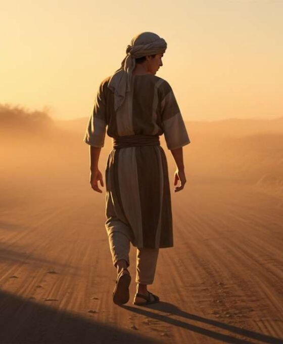 Young man leaving home in the Parable of the prodigal son