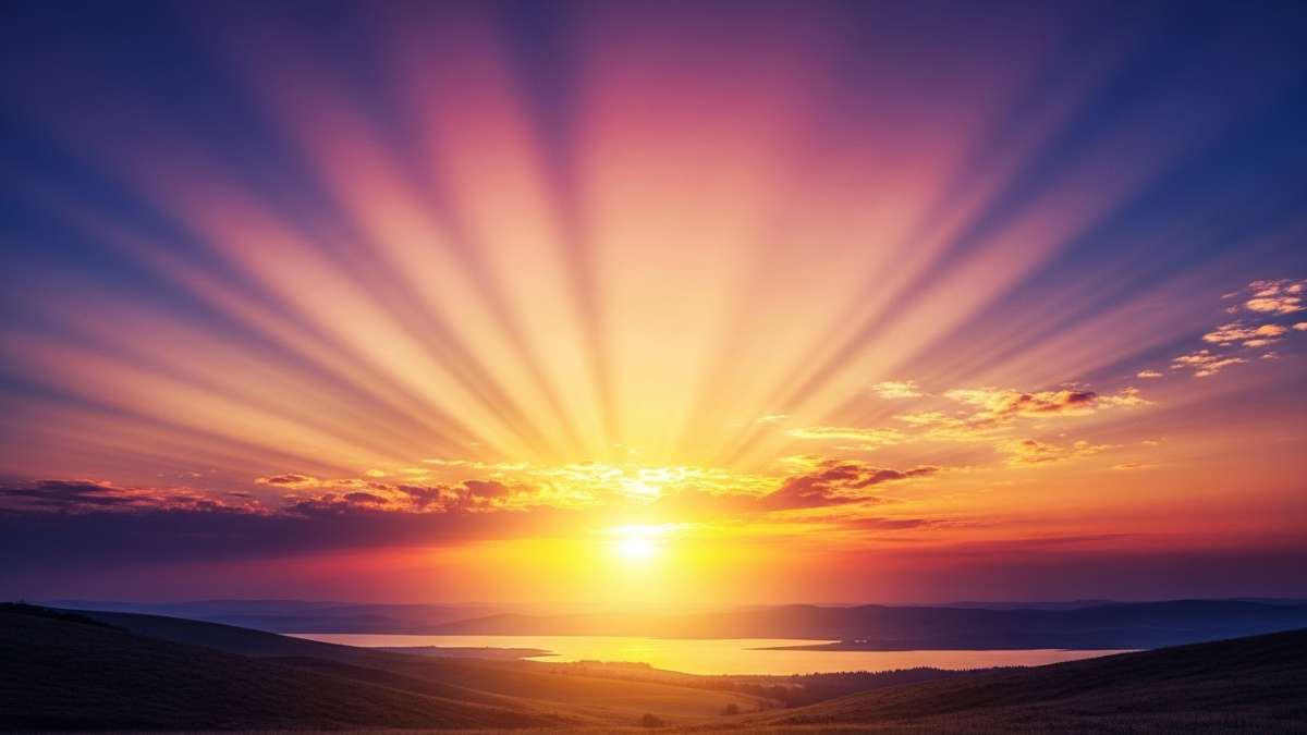Eternal life in Christ symbolized by glorious eternal sunrise